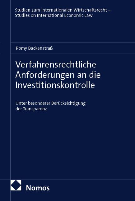 Produktbild: Verfahrensrechtliche Anforderungen an die Investitionskontrolle