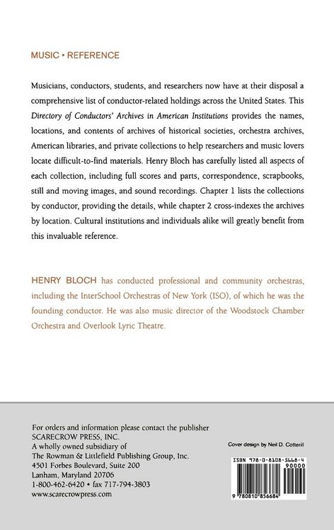 Produktbild: Directory of Conductors' Archives in American Institutions