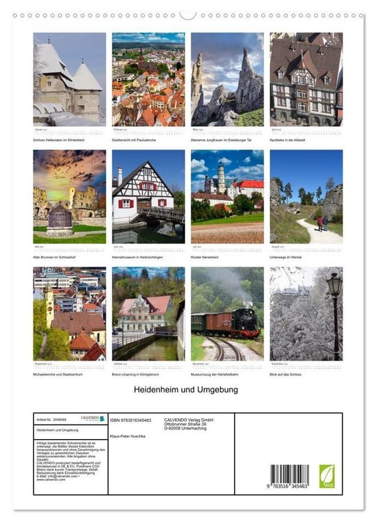 Produktbild: Heidenheim und Umgebung (hochwertiger Premium Wandkalender 2026 DIN A2 hoch), Kunstdruck in Hochglanz