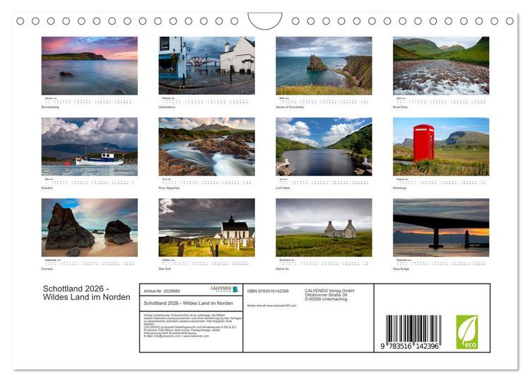 Produktbild: Schottland 2026 - Wildes Land im Norden (Wandkalender 2026 DIN A4 quer), CALVENDO Monatskalender