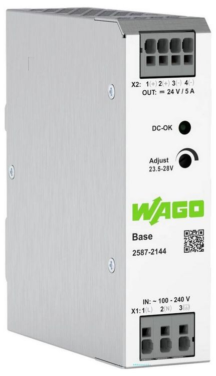Produktbild: WAGO 2587-2144 Hutschienen-Netzteil (DIN-Rail) 24 V/DC 5 A 120 W Anzahl Ausg&auml;nge:1 x Inhalt 1 St.