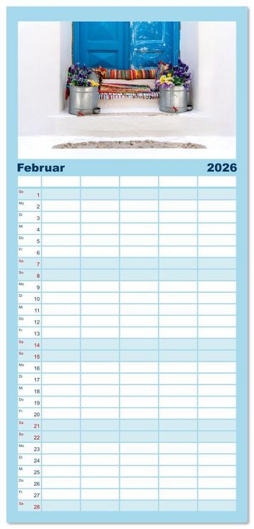 Produktbild: Familienplaner 2026 - Griechenland - Mykonos Kalender mit 5 Spalten (Wandkalender, 21 x 45 cm) CALVENDO