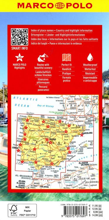 Produktbild: MARCO POLO Reisekarte Spanien, Portugal 1:1 Mio.