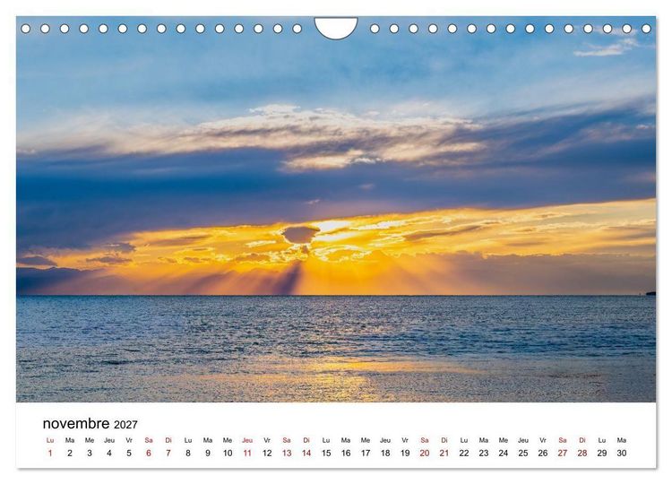 Produktbild: Couchers de soleil magiques &ndash; Jeux de lumi&egrave;re entre ciel et terre (Calendrier mural 2027 DIN A4 vertical), CALVENDO calendrier mensuel