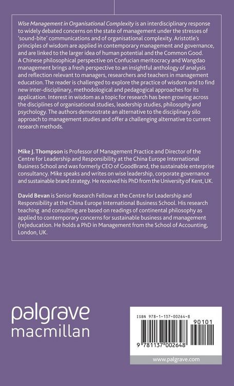 Produktbild: Wise Management in Organisational Complexity