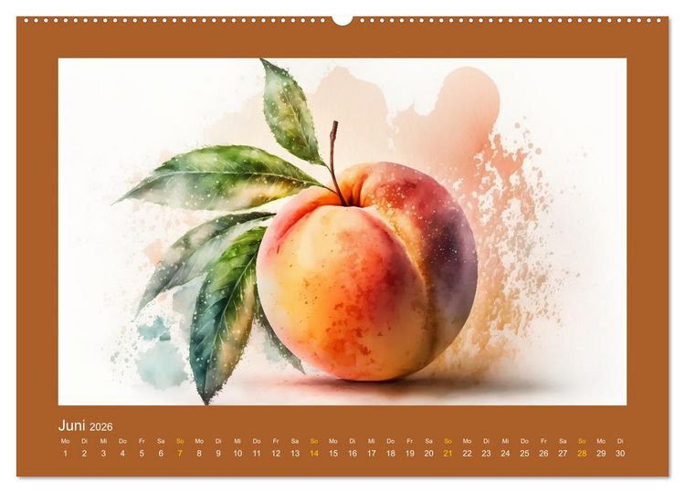 Produktbild: Fr&uuml;chte in Wasserfarben - Fruchtige KI-Kunst f&uuml;r das ganze Jahr (Wandkalender 2026 DIN A2 quer), CALVENDO Monatskalender