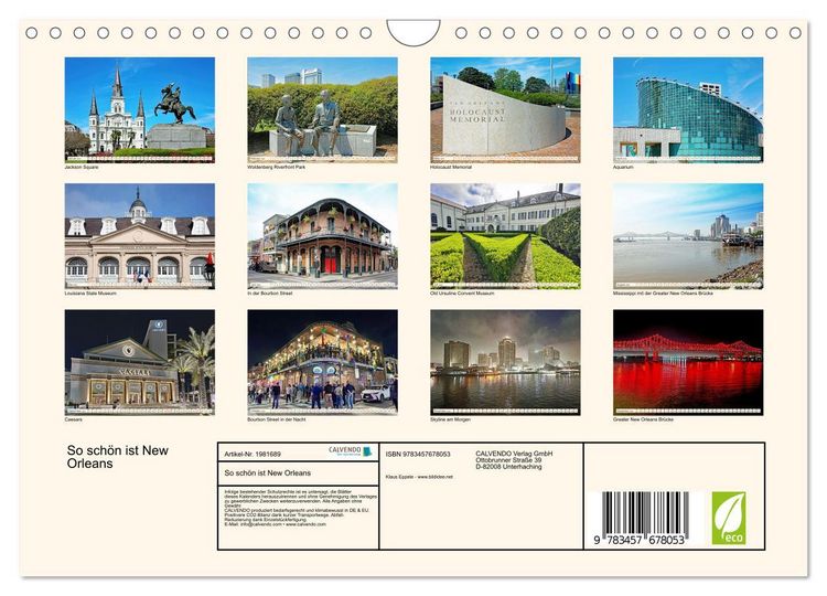 Produktbild: So sch&ouml;n ist New Orleans (Wandkalender 2026 DIN A4 quer), CALVENDO Monatskalender