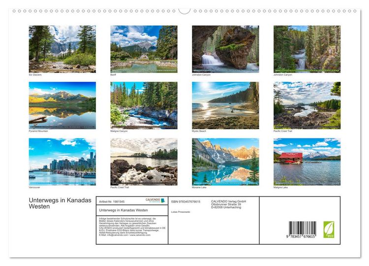 Produktbild: Unterwegs in Kanadas Westen (hochwertiger Premium Wandkalender 2026 DIN A2 quer), Kunstdruck in Hochglanz