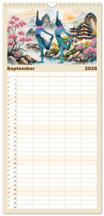 Produktbild: Familienplaner 2026 - YOGA - Harmonie von K&ouml;rper, Geist und Seele mit 5 Spalten (Wandkalender, 21 x 45 cm) CALVENDO