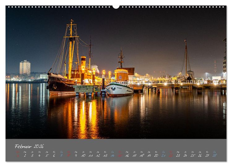 Produktbild: So sch&ouml;n ist Kiel im Dunkeln (Wandkalender 2026 DIN A2 quer), CALVENDO Monatskalender