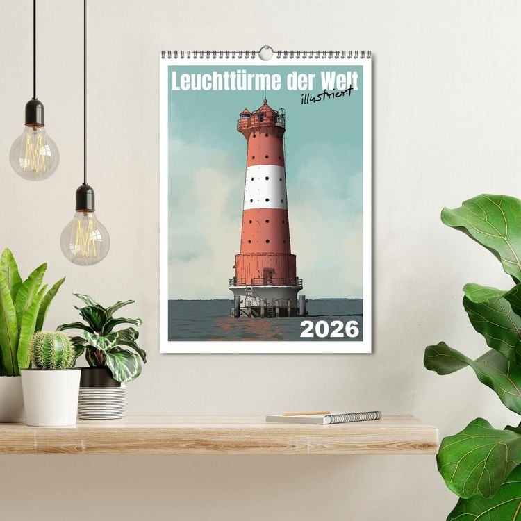 Produktbild: Leuchtt&uuml;rme der Welt - illustriert (Wandkalender 2026 DIN A3 hoch), CALVENDO Monatskalender