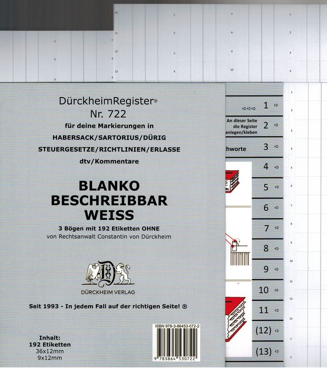 Produktbild: D&uuml;rckheimRegister&reg; BLANKO-WEISS beschreibbar f&uuml;r Gesetzessammlungen