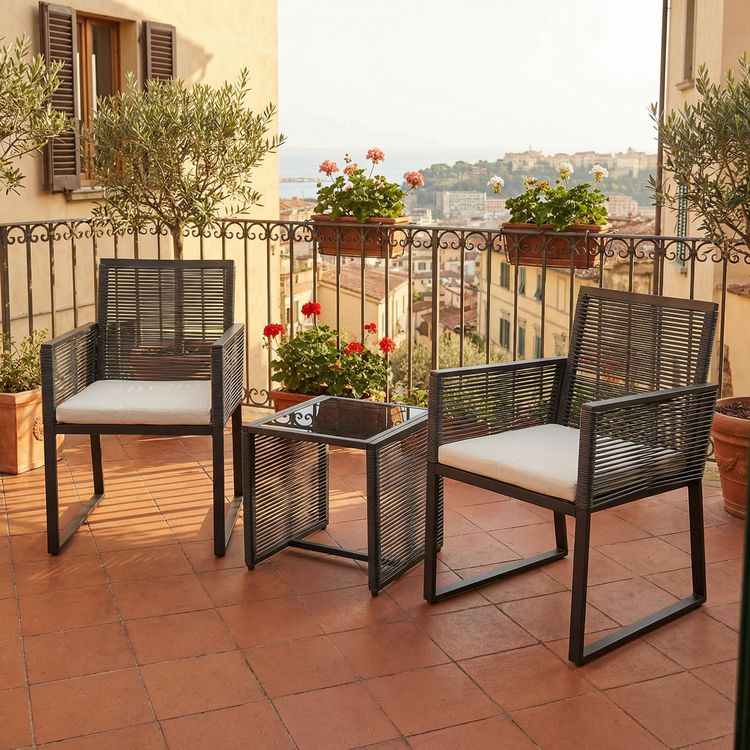 3 tlg. Set Lounge Balkon Gartenmöbel Fidola kaufen