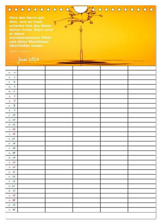 Produktbild: ein Planer mit biblischer Weisheit aus den Spr&uuml;chen Salomos (Wandkalender 2026 DIN A4 hoch), CALVENDO Monatskalender