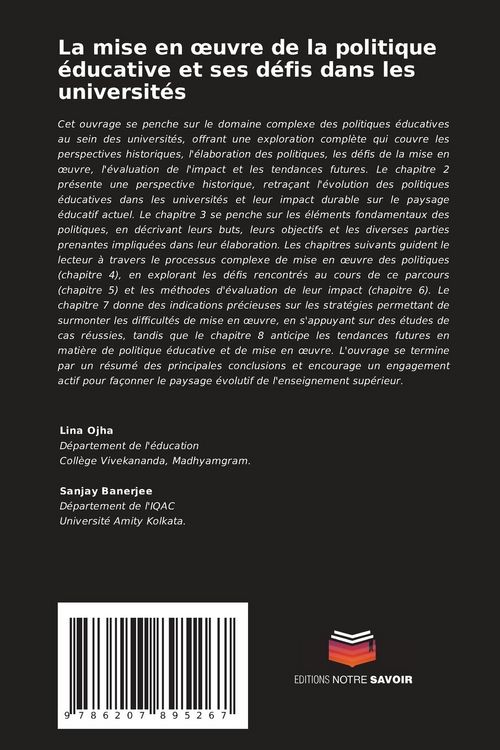 Produktbild: La mise en &iquest;uvre de la politique &eacute;ducative et ses d&eacute;fis dans les universit&eacute;s