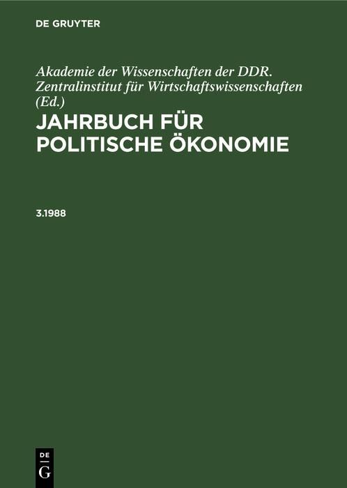 Produktbild: Jahrbuch f&uuml;r politische &Ouml;konomie. 3.1988