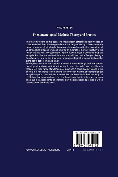 Produktbild: Phenomenological Method: Theory and Practice