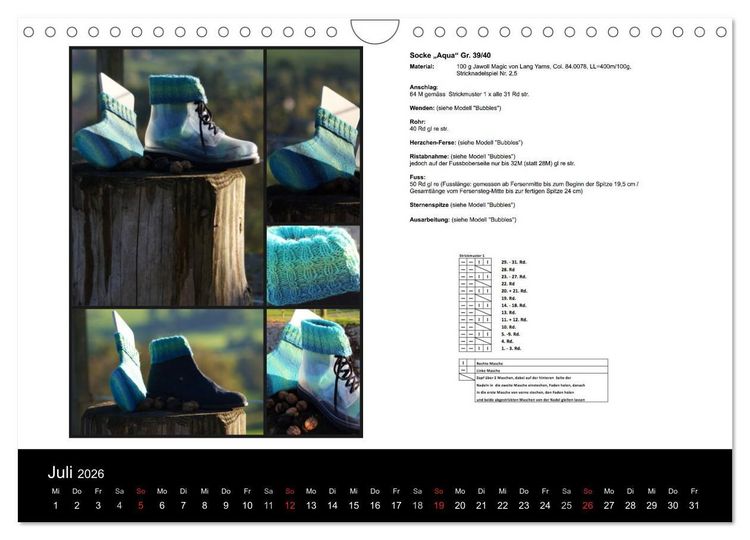 Produktbild: Sockenkalender Bootsocks 2026 (Wandkalender 2026 DIN A4 quer), CALVENDO Monatskalender
