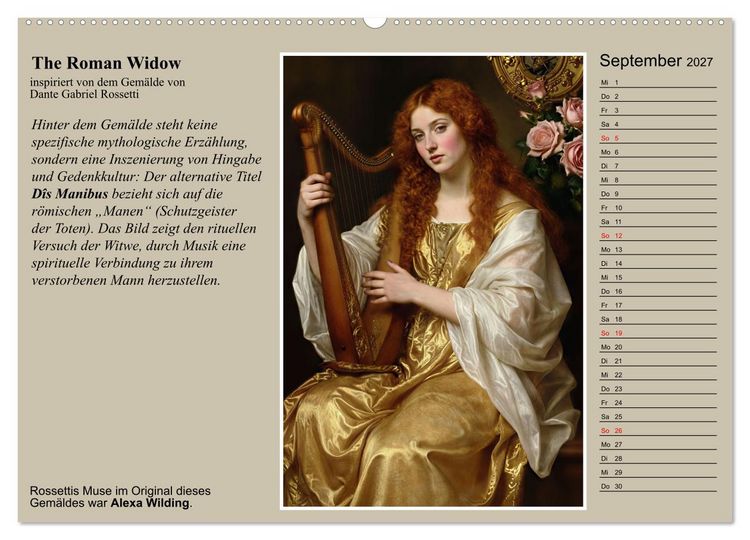 Produktbild: Rossettis Musen, neue Bilder zu symbolistischen Traumwelten (hochwertiger Premium Wandkalender 2027 DIN A2 quer), Kunstdruck in Hochglanz
