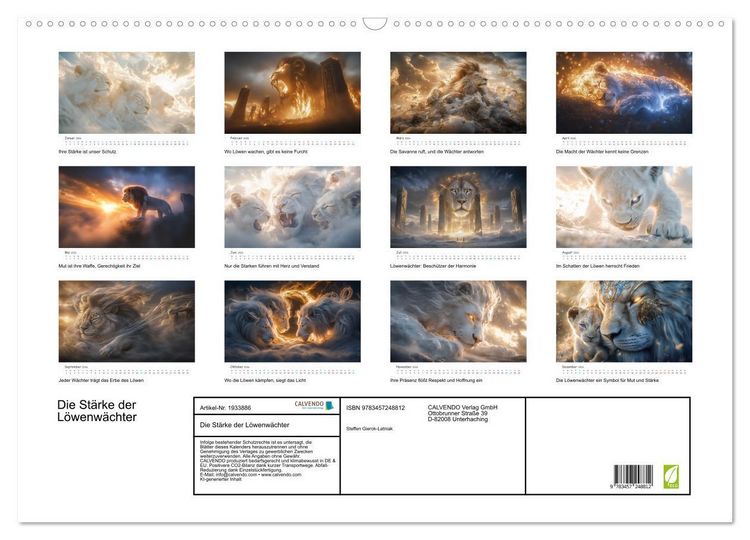 Produktbild: Die St&auml;rke der L&ouml;wenw&auml;chter (Wandkalender 2026 DIN A2 quer), CALVENDO Monatskalender