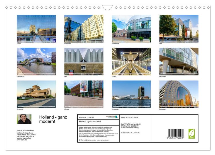 Produktbild: Holland - ganz modern! (Wandkalender 2026 DIN A3 quer), CALVENDO Monatskalender