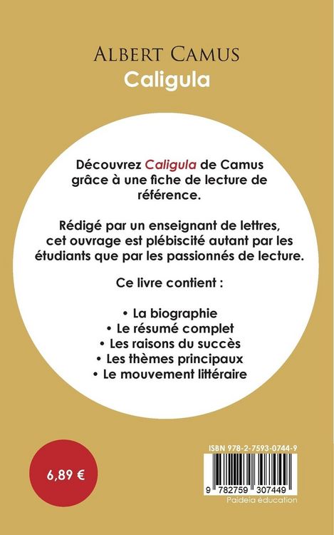 Produktbild: Fiche de lecture Caligula (&Eacute;tude int&eacute;grale)