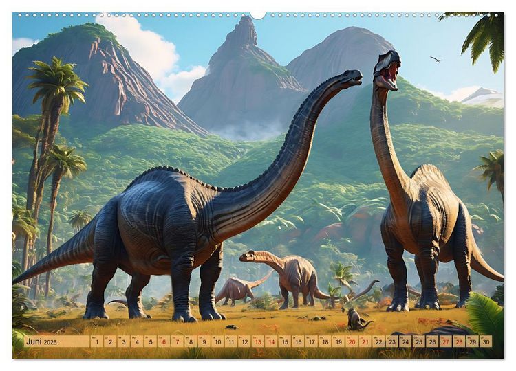 Produktbild: Urzeittiere - Zeitreise in eine vergangene Welt (hochwertiger Premium Wandkalender 2026 DIN A2 quer), Kunstdruck in Hochglanz