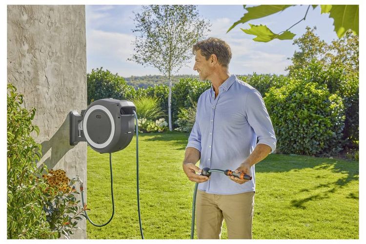 Produktbild: GARDENA 18647-55 Power Roll XXL Akku-Wand-Schlauchbox 40m 1 St. Grau-Wei&szlig;
