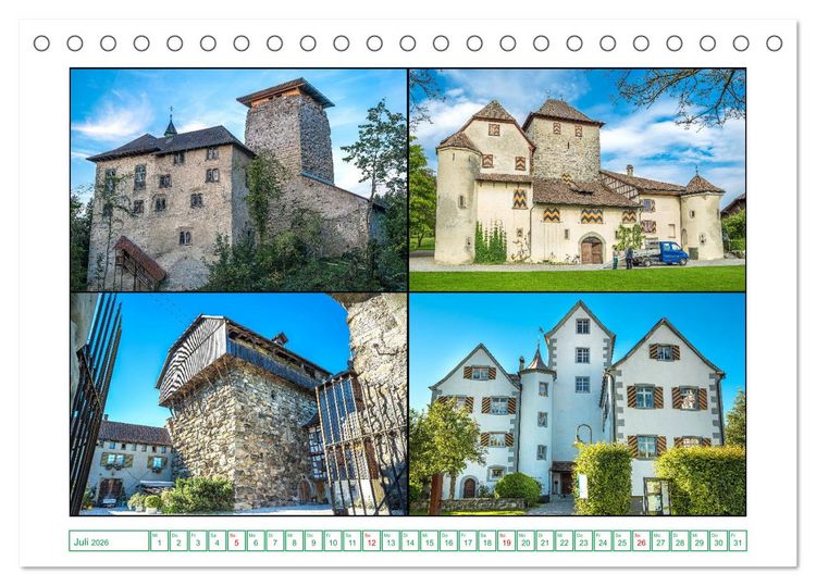 Produktbild: Schl&ouml;sser und Burgen in der n&ouml;rdlichen Schweiz (Tischkalender 2026 DIN A5 quer), CALVENDO Monatskalender