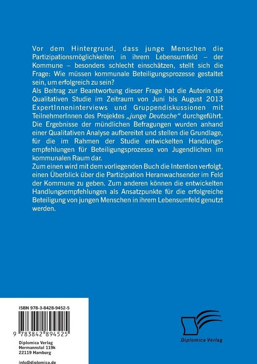 Produktbild: Partizipation von Jugendlichen - ein Kinderspiel? Handlungsempfehlungen f&uuml;r Beteiligungsprozesse im kommunalen Raum auf Basis des Jugendforschungs- und Beteiligungsprojektes "junge Deutsche"
