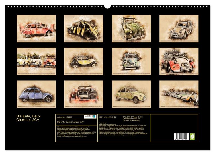 Produktbild: Die Ente, Deux Chevaux, 2CV (Wandkalender 2026 DIN A2 quer), CALVENDO Monatskalender