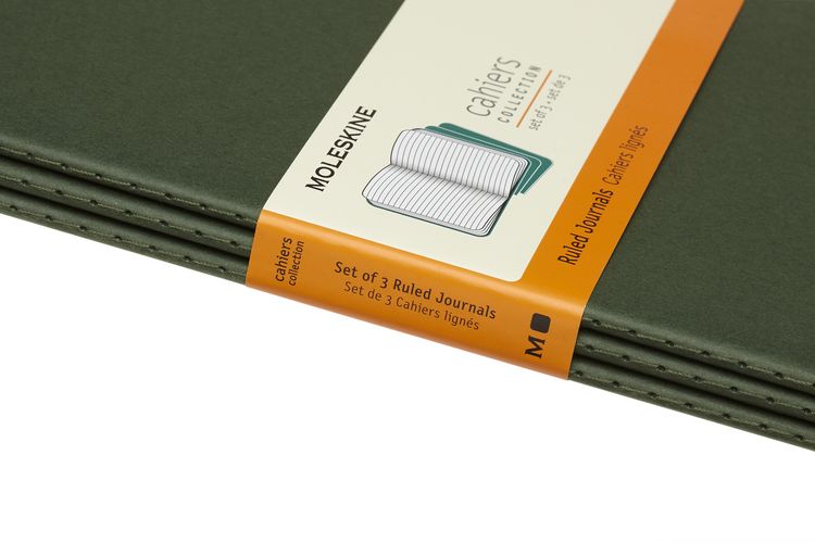Produktbild: MOLESKINE CAHIER L/A5, 3ER SET, LINIERT, KARTONEINBAND, MYRTENGR&Uuml;N