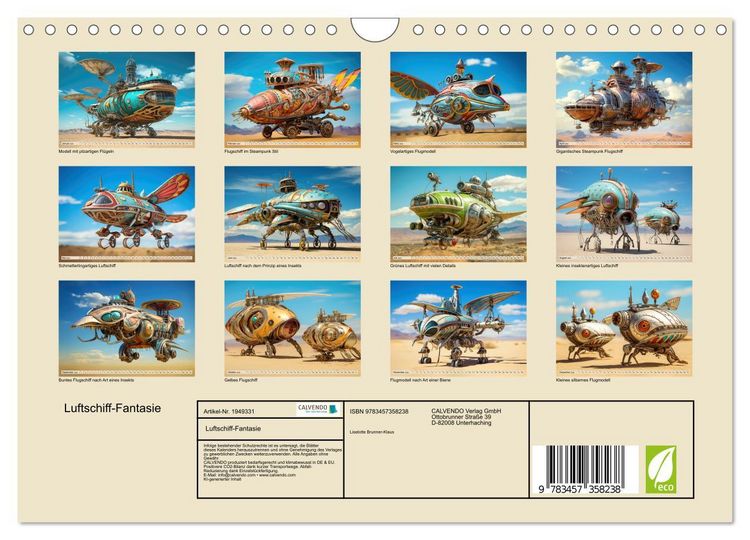 Produktbild: Luftschiff-Fantasie (Wandkalender 2026 DIN A4 quer), CALVENDO Monatskalender
