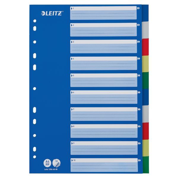 Produktbild: LEITZ Plastikregister blanko blau DIN A4 mehrfarbige Taben