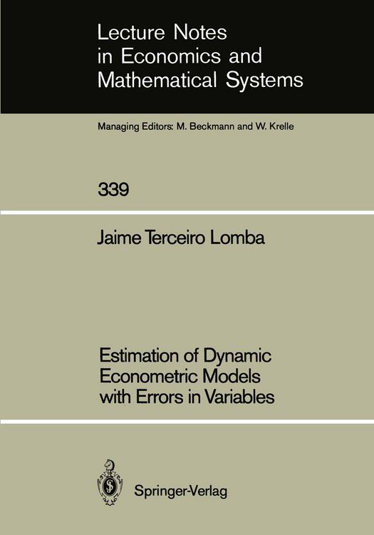 Produktbild: Estimation of Dynamic Econometric Models with Errors in Variables