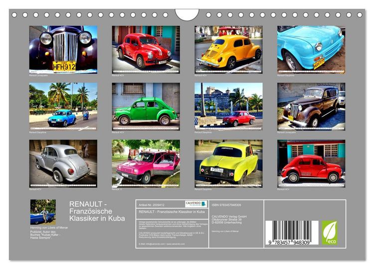 Produktbild: RENAULT - Franz&ouml;sische Klassiker in Kuba (Wandkalender 2026 DIN A4 quer), CALVENDO Monatskalender