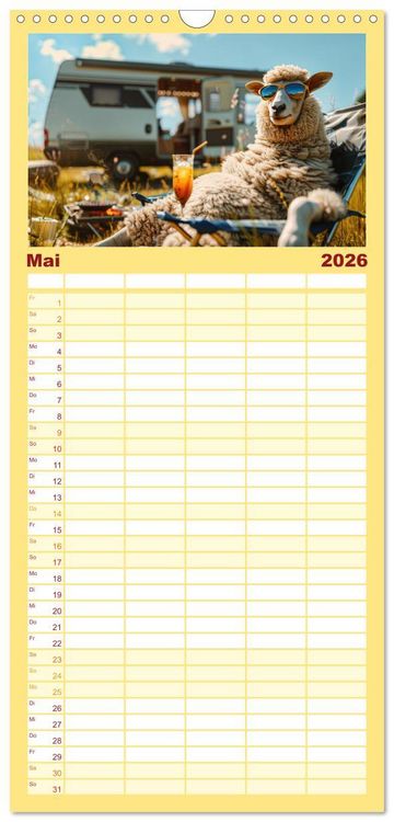 Produktbild: Familienplaner 2026 - Der tierisch lustige Camping-Kalender mit 5 Spalten (Wandkalender, 21 x 45 cm) CALVENDO