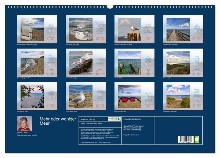 Produktbild: Mehr oder weniger Meer (Wandkalender 2026 DIN A2 quer), CALVENDO Monatskalender