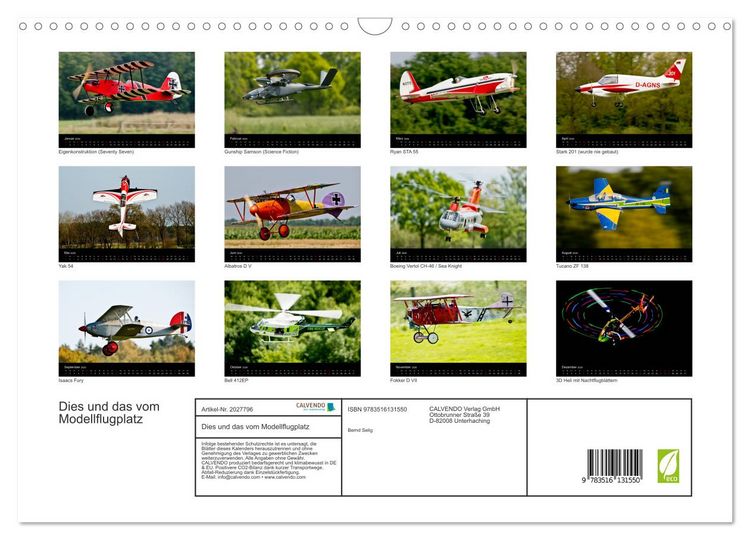 Produktbild: Dies und das vom Modellflugplatz (Wandkalender 2026 DIN A3 quer), CALVENDO Monatskalender