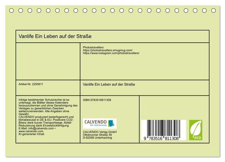 Produktbild: Vanlife Ein Leben auf der Stra&szlig;e (Tischkalender 2027 DIN A5 quer), CALVENDO Monatskalender