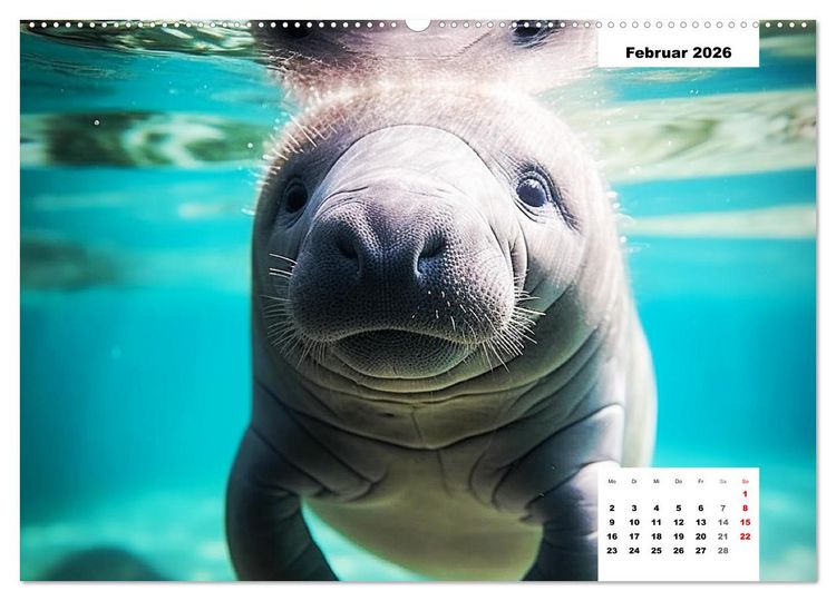 Produktbild: Manatees. Faszinierende Rundschwanzseek&uuml;he (hochwertiger Premium Wandkalender 2026 DIN A2 quer), Kunstdruck in Hochglanz