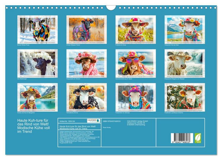 Produktbild: Haute Kuh-ture f&uuml;r das Rind von Welt! Modische K&uuml;he voll im Trend (Wandkalender 2026 DIN A3 quer), CALVENDO Monatskalender