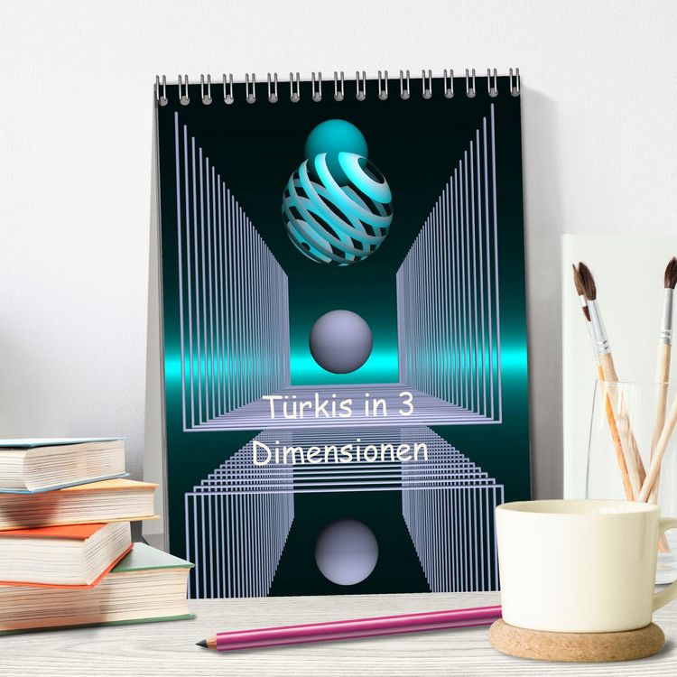 Produktbild: T&uuml;rkis in 3 Dimensionen (Tischkalender 2026 DIN A5 hoch), CALVENDO Monatskalender