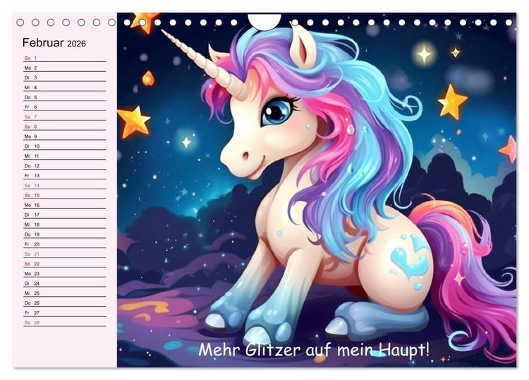Produktbild: Unicorns! Lustige Einh&ouml;rner. Witzige Einhornspr&uuml;che und Weisheiten (Wandkalender 2026 DIN A4 quer), CALVENDO Monatskalender