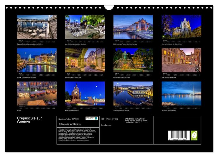 Produktbild: Cr&eacute;puscule sur Gen&egrave;ve (Calendrier mural 2026 DIN A3 vertical), CALVENDO calendrier mensuel
