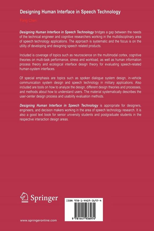 Produktbild: Designing Human Interface in Speech Technology