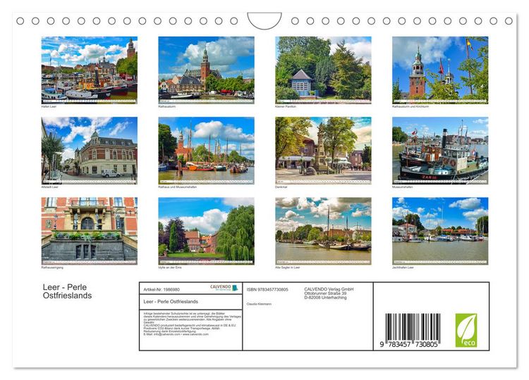 Produktbild: Leer - Perle Ostfrieslands (Wandkalender 2026 DIN A4 quer), CALVENDO Monatskalender