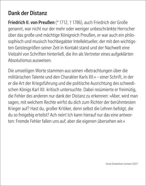 Produktbild: Gute Gedanken tanken Tagesabrei&szlig;kalender 2027 - Denkanst&ouml;&szlig;e f&uuml;r das ganze Jahr