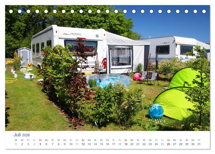 Produktbild: Freiheit auf Reisen 2026. Impressionen vom Camping und Zelten (Tischkalender 2026 DIN A5 quer), CALVENDO Monatskalender