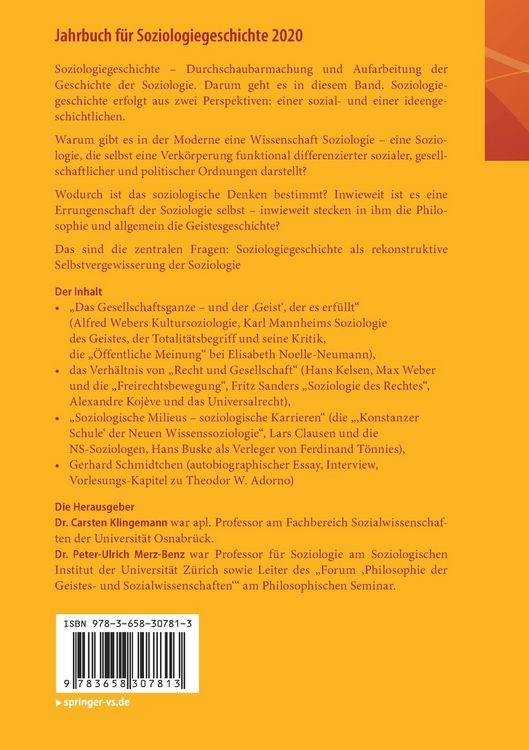 Produktbild: Jahrbuch f&uuml;r Soziologiegeschichte 2020
